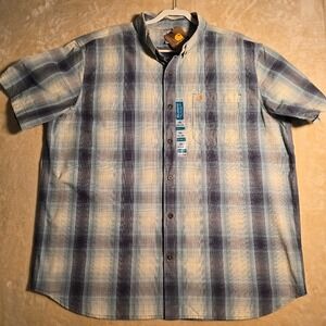 Carhartt Mens 2XL Relaxed Fit Plaid Short Sleeve Button Up Shirt Blue NWT 857